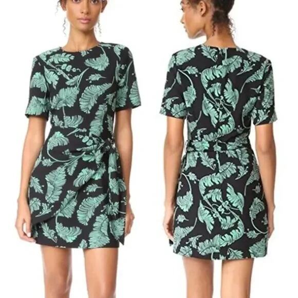 Cinq à Sept Bia Palm Print Mini Dress with Tie Side Size 4 - Picture 1 of 8